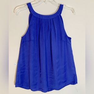 Worthington(size L) Sleeveless Vibrant Blue Blouse with Pleats, Tie Back Detail